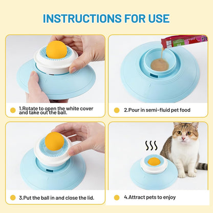 Cat Slow Feeder for Liquid/Wet Foods, Anxiety Relief Puppy Lick Bowl Treat Toy, Anti Slip Pet Bowls Dogs Cats Licking Ball Treat Dispenser for Small Medium Large Breeds