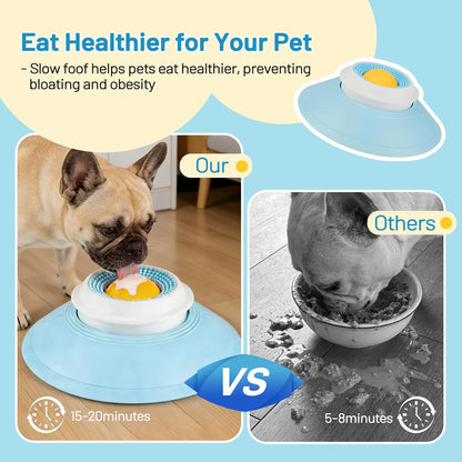 Cat Slow Feeder for Liquid/Wet Foods, Anxiety Relief Puppy Lick Bowl Treat Toy, Anti Slip Pet Bowls Dogs Cats Licking Ball Treat Dispenser for Small Medium Large Breeds