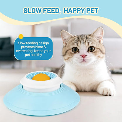 Cat Slow Feeder for Liquid/Wet Foods, Anxiety Relief Puppy Lick Bowl Treat Toy, Anti Slip Pet Bowls Dogs Cats Licking Ball Treat Dispenser for Small Medium Large Breeds