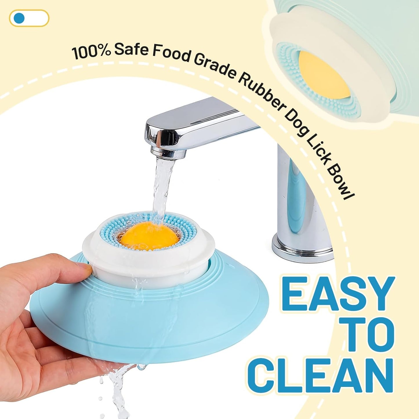 Cat Slow Feeder for Liquid/Wet Foods, Anxiety Relief Puppy Lick Bowl Treat Toy, Anti Slip Pet Bowls Dogs Cats Licking Ball Treat Dispenser for Small Medium Large Breeds