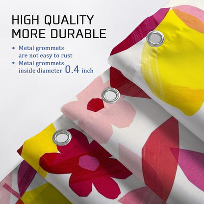 Lemon Shower Curtain Sets, Tropical Modern Flower Leaf Summer Yellow Polyester Waterproof Bathroom Sets with Shower Curtain and Rugs for Bath Bathtub Apartment Decor 72x72 Inch