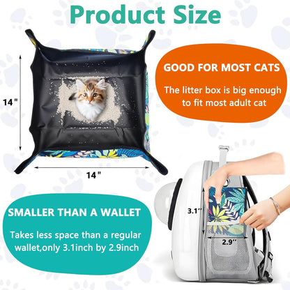 Yellow Cat Food Plate Travel Litter Box for Cats Kit for Car, Hotels, Outings, Temporary Stays