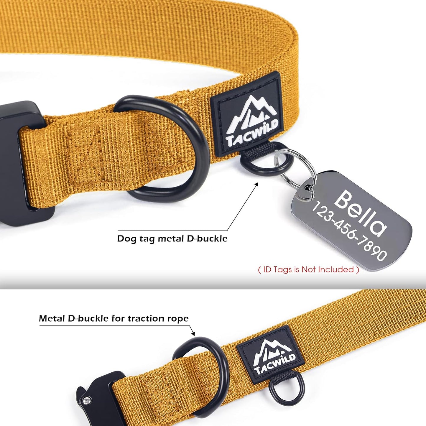 Dog Collar for Large Medium Small Dogs Leash Harness(Turmeric Yellow,XL)