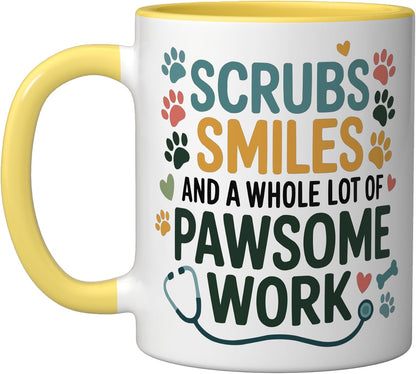 Veterinary Assistant Veterinarian Pet Animal Care Ceramic Mug, Yellow/White, 11oz