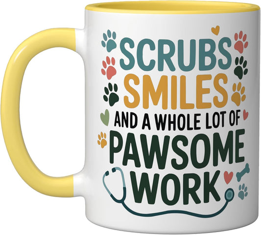 Veterinary Assistant Veterinarian Pet Animal Care Ceramic Mug, Yellow/White, 11oz