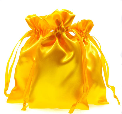 5" x 8" Golden Yellow Satin Gift Bags, Jewelry, Wedding Favor Silky Drawstring Bags Baby Shower Christmas 50 Count
