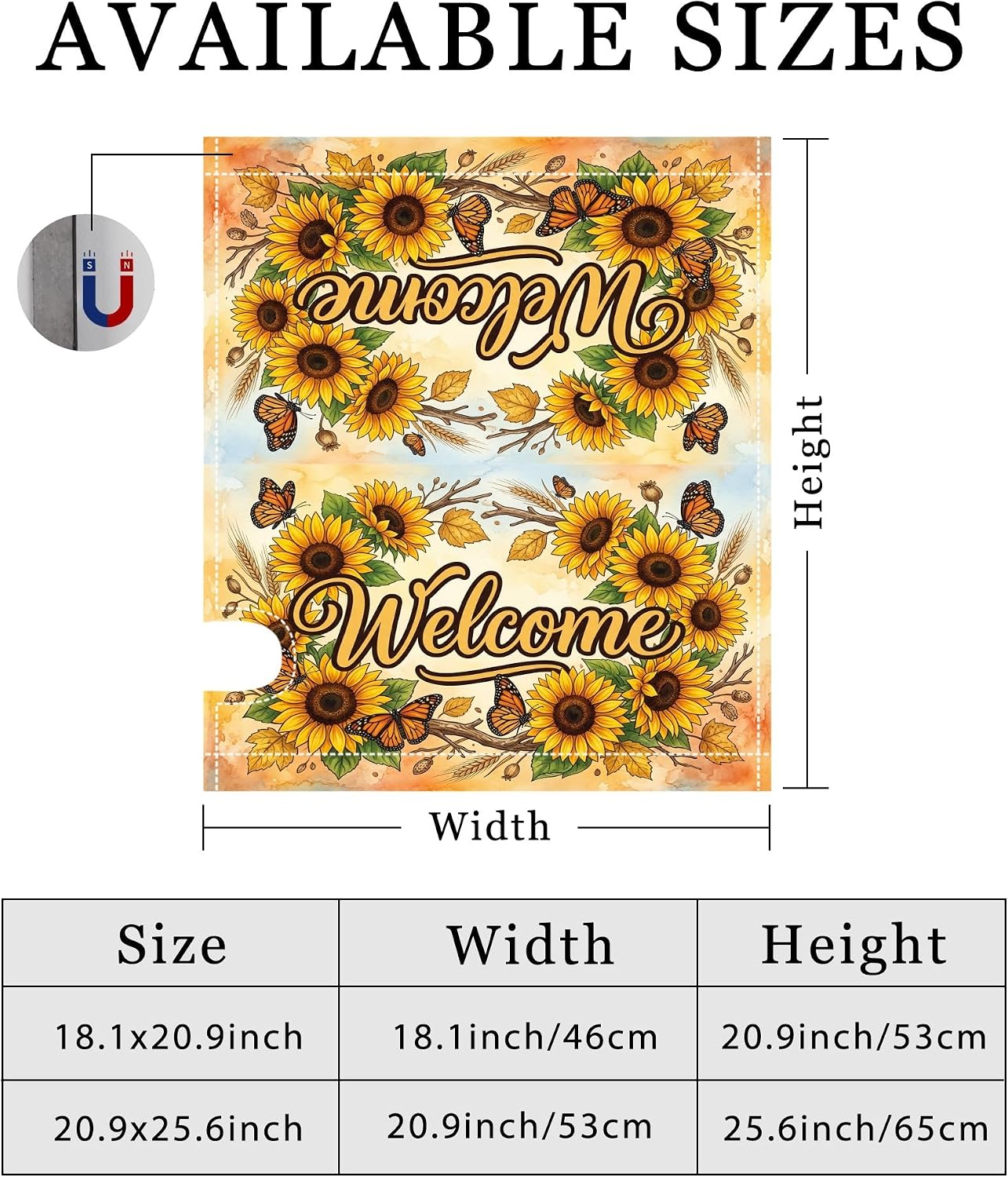 Sunflower Magnetic Mailbox Covers, Rustic Farmhouse Butterfly Welcome Summer Yellow Mail Box Covering for Garden Yard Decor 18x21 Inch
