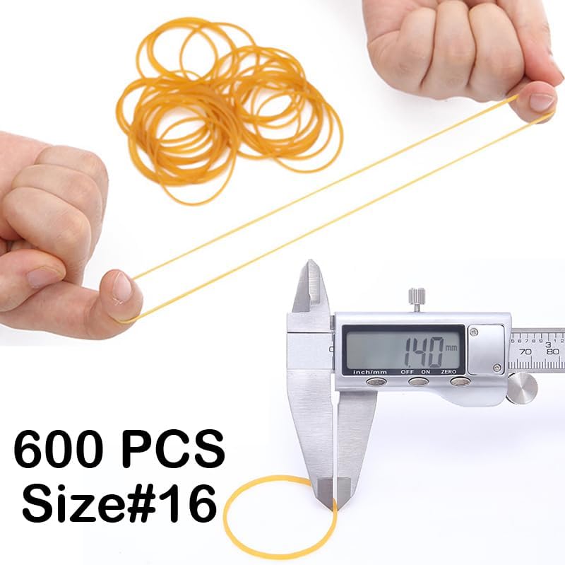 Rubber Bands Size16 Elastic Small Rubber Band #16 yellow 600Pcs Heavy Duty | Rubber Bands for Office Supplies File Folders Box Home