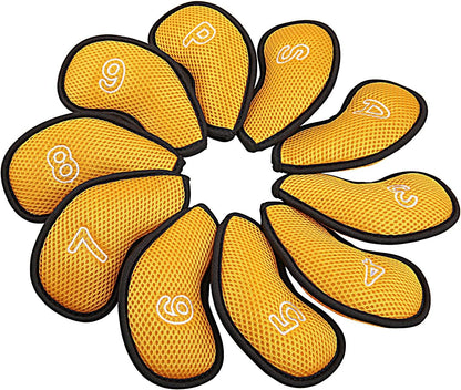 Meshy Golf Iron Head Covers Set, 10Pcs/Pack | Iron Head Covers, With Numbers, Soft, Thick, Breathable, Fit Right Hand, Fit Most Irons, Multiple Colors for Option
