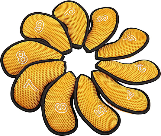 Meshy Golf Iron Head Covers Set, 10Pcs/Pack | Iron Head Covers, With Numbers, Soft, Thick, Breathable, Fit Right Hand, Fit Most Irons, Multiple Colors for Option