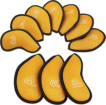 Meshy Golf Iron Head Covers Set, 10Pcs/Pack | Iron Head Covers, With Numbers, Soft, Thick, Breathable, Fit Right Hand, Fit Most Irons, Multiple Colors for Option