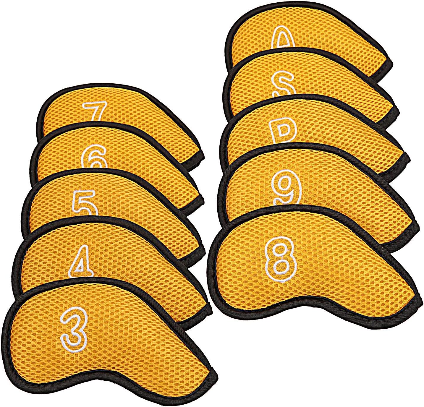 Meshy Golf Iron Head Covers Set, 10Pcs/Pack | Iron Head Covers, With Numbers, Soft, Thick, Breathable, Fit Right Hand, Fit Most Irons, Multiple Colors for Option