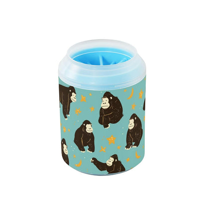 Black Gorilla Yellow Stars Portable Mud Paw Clean Station with Silicone Brush Soft Pets Cleaning Kit for Small Medium Large Breed Dogs, Cats