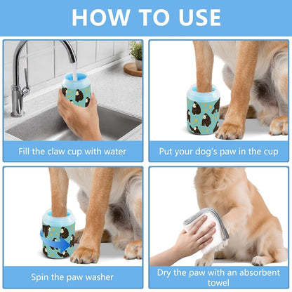 Black Gorilla Yellow Stars Portable Mud Paw Clean Station with Silicone Brush Soft Pets Cleaning Kit for Small Medium Large Breed Dogs, Cats