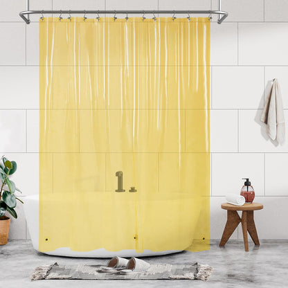 Clear Yellow Shower Curtain Liner - Premium PEVA Shower Liner with 3 Magnets & Metal Grommets, Waterproof Lightweight Standard Size Curtains for Bathroom - Translucent Yellow