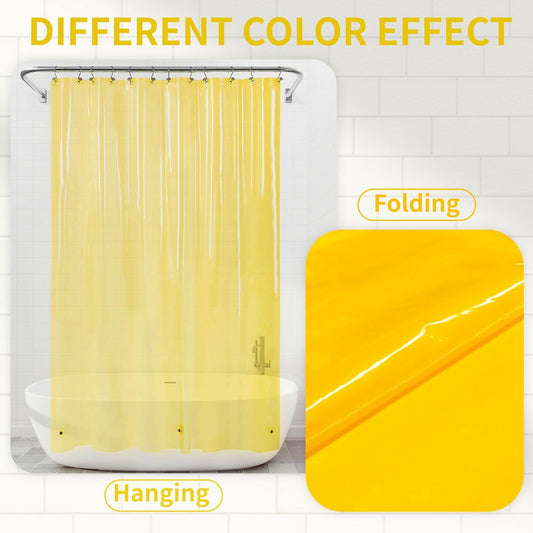 Clear Yellow Shower Curtain Liner - Premium PEVA Shower Liner with 3 Magnets & Metal Grommets, Waterproof Lightweight Standard Size Curtains for Bathroom - Translucent Yellow