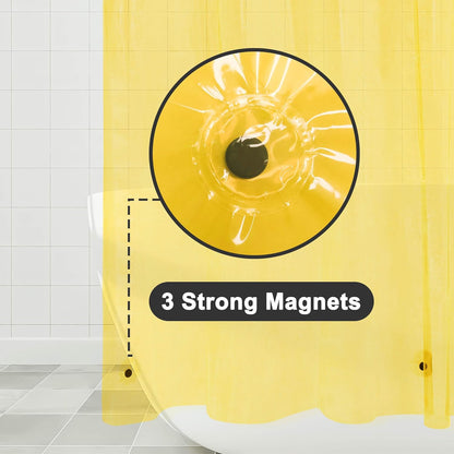 Clear Yellow Shower Curtain Liner - Premium PEVA Shower Liner with 3 Magnets & Metal Grommets, Waterproof Lightweight Standard Size Curtains for Bathroom - Translucent Yellow