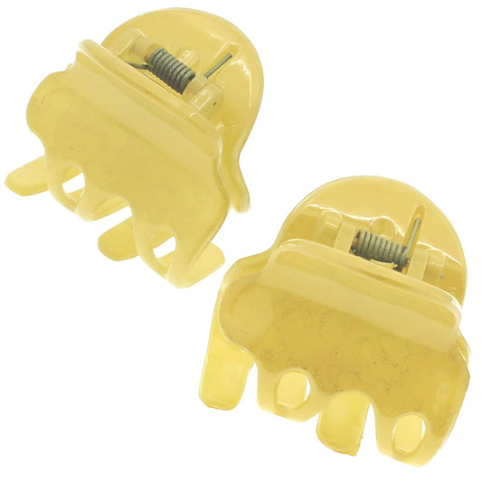 CP3132 French Hair Clip for Women, Set of 2 Small Yellow Girls Hair Claw Clips Fashion Durable Hair Accessories for Women, Luxury Ladies Strong Hold No Slip Grip Clamp, Made in France