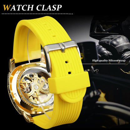 Watches for Man, Square Retro Mechanical Watch Self-Wind Carved, Skeleton Automatic Watches Vintage Leather Strap Wristwatch