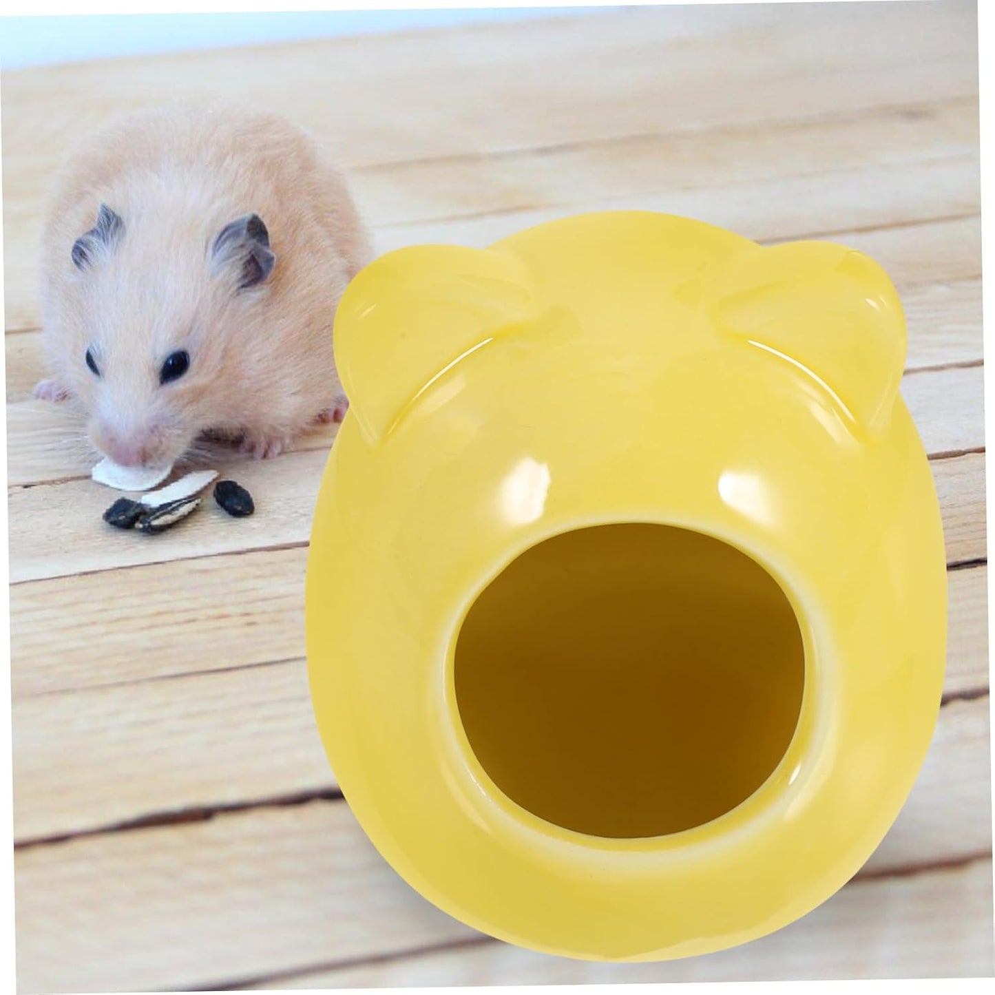 Ceramic Hamster Hideout House for Dwarf Hamsters Chinchillas Small Pets Decorative Sleeping Cave for Cage Accessories Yellow Small