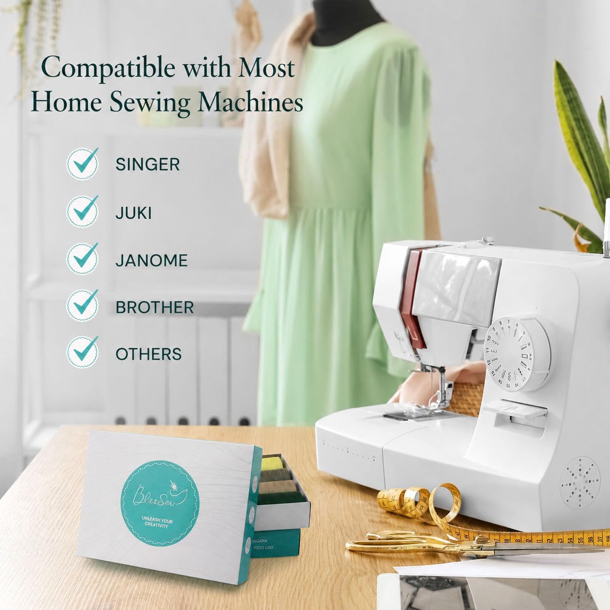 Sewing Machine Thread – 24 Spools, 1000 Yards Each – All Purpose Polyester Thread Set, 22 Colors + Black & White – Thread for Sewing Machine, Ideal for Beginners, Quilting & Repairs