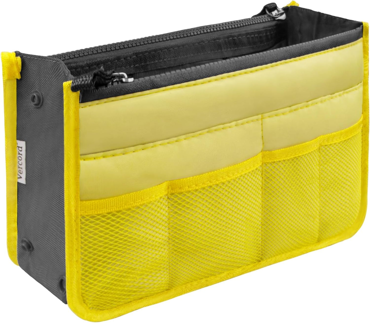 Purse Organizer Insert for Handbags Bag Organizers Inside Tote Pocketbook Women Nurse Nylon 13 Pockets Yellow Small