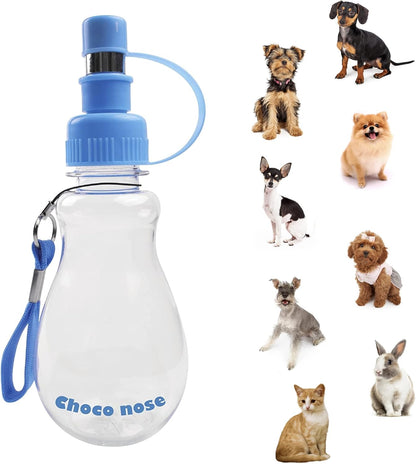 Choco Nose No-Drip Portable Travel Water Bottle for Small Dogs & Cats - Lockable Leak-Proof Design Prevents Spills in Bags & Cars, Outdoor Feeder for Puppies & Toy Breeds, 8 fl oz (C258)