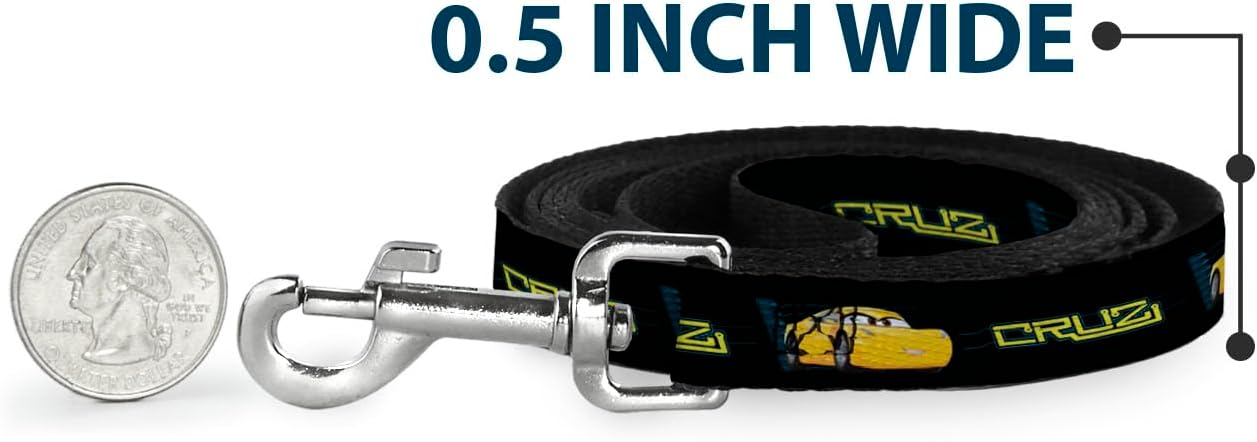 Dog Leash - Cars 3 Cruz Car Profile Black/Blue/Yellow - 6ft Narrow | Cars 3 Cruz Car Profile Black Blue Yellow Durable Stylish For Walks