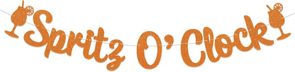 Spritz O’Clock Banner - Lemon Citrus Bridal Shower Bachelorette Wedding Party Decorations, Spritz Bar Banner, Orange Birthday Spritz Station Decoration Orange Glitter