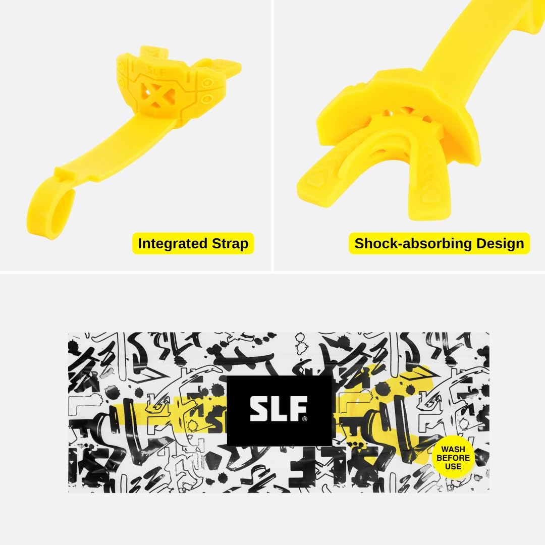 X Yellow Football Mouth Guard - Lip/Mouthguard with Helmet Strap - Lip/Teeth Protector Mouthpiece - Moldable - for Youth/Adults, Men & Women Mouth Guard, Maximum Air Flow, Lacrosse, All Sports