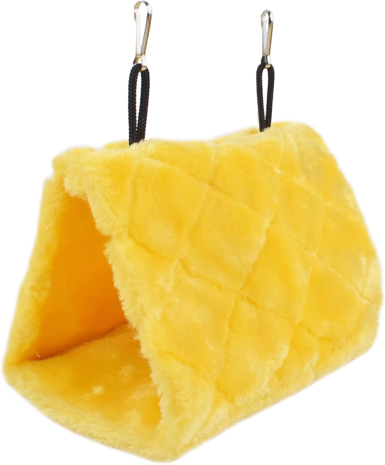 Pet Bird Nest Hammock Hanging Cave Cage Plush Snuggle Happy Hut Tent Bed, Yellow (Large (11.8:x 6.3"x 8.66"))