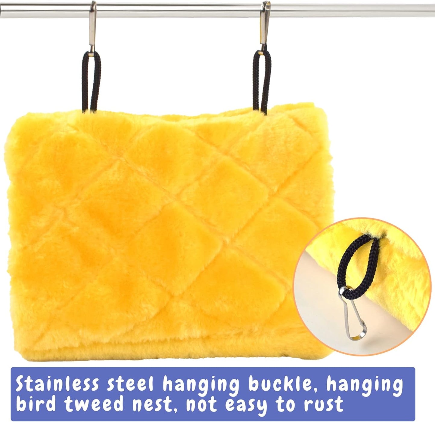 Pet Bird Nest Hammock Hanging Cave Cage Plush Snuggle Happy Hut Tent Bed, Yellow (Large (11.8:x 6.3"x 8.66"))