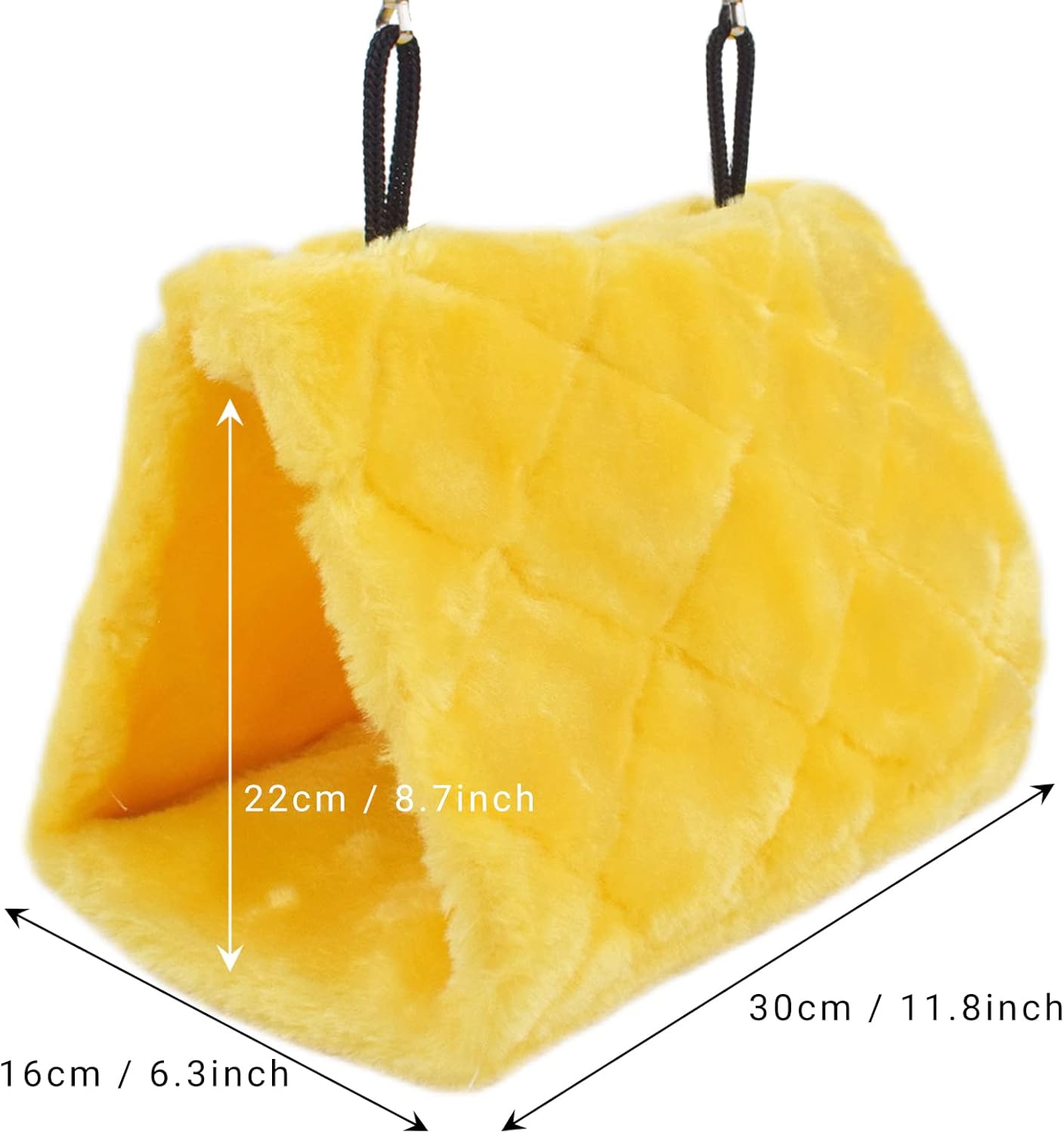 Pet Bird Nest Hammock Hanging Cave Cage Plush Snuggle Happy Hut Tent Bed, Yellow (Large (11.8:x 6.3"x 8.66"))