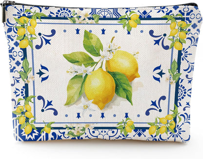 Sitsink Amalfi Coast Souvenir - South Italy Travel Makeup Bags, Lemon Themed Party Gifts for Girls Bachelorette Besties Bridesmaid, Italy Vacation Trip Cosmetic Pouch