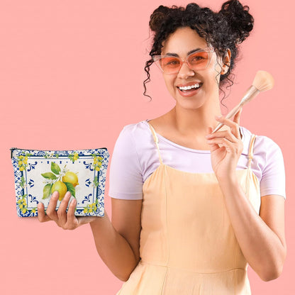 Sitsink Amalfi Coast Souvenir - South Italy Travel Makeup Bags, Lemon Themed Party Gifts for Girls Bachelorette Besties Bridesmaid, Italy Vacation Trip Cosmetic Pouch