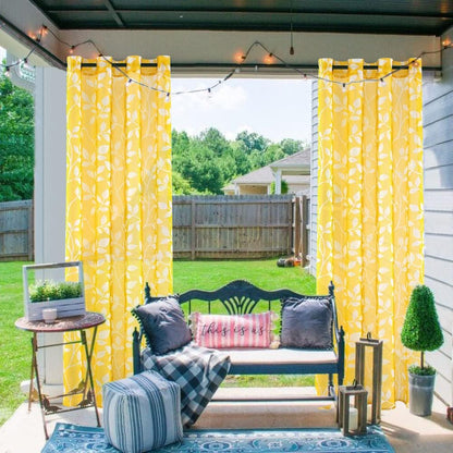 XTMYI 72 Inch Length Yellow Curtains for Living Room 2 Panels Sheer Leaf Designed Spring Decor for Bedroom Home,Lemon