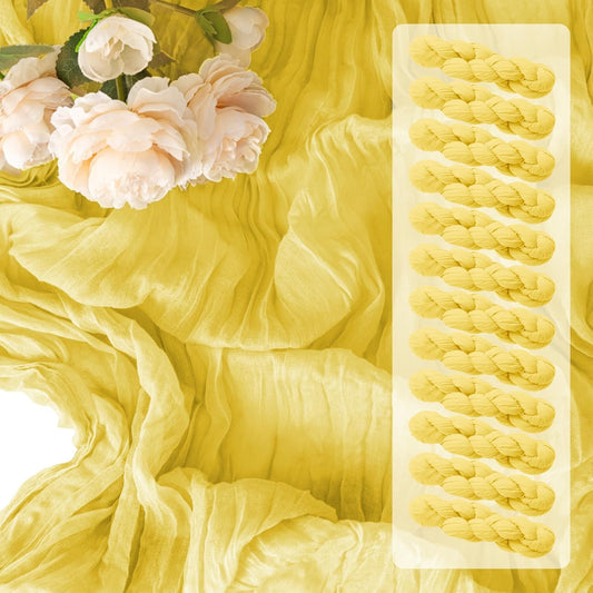 12 Pack Light Yellow Spring Easter Table Runner 10FT Yellow Cheesecloth Table Runner 21x120 inch Boho Gauze Cheese Cloth Table Runner Rustic Sheer Table Runner for Wedding Bridal Baby Shower Decor