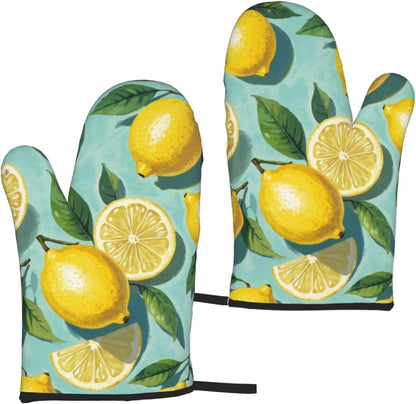 Lemon Oven Mitt 2-Pack Set, Heat Resistant，7"x13"
