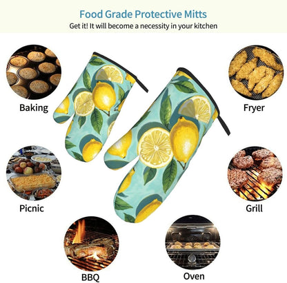 Lemon Oven Mitt 2-Pack Set, Heat Resistant，7"x13"
