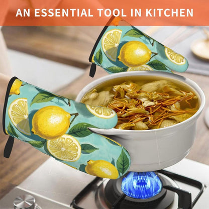 Lemon Oven Mitt 2-Pack Set, Heat Resistant，7"x13"