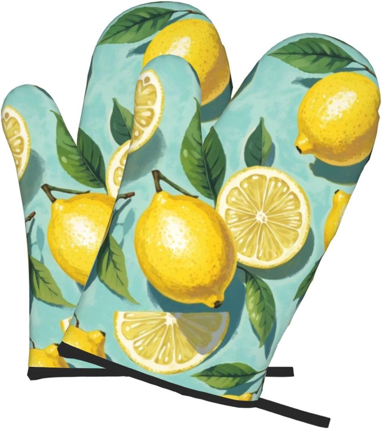 Lemon Oven Mitt 2-Pack Set, Heat Resistant，7"x13"