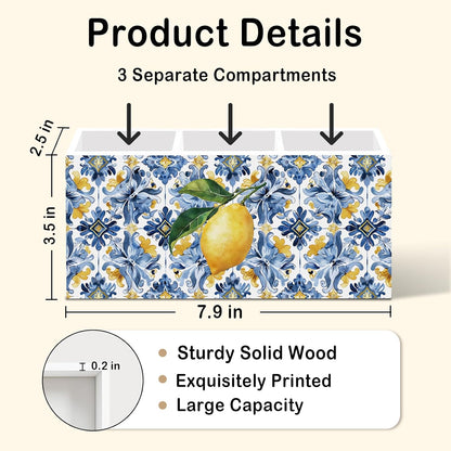 Mediterranean Lemon Pen Pencil Holder for Desk, Sicilian Lemons Office Desk Accessories, Italian Lemon Holders Organizer for Bathroom Kitchen Office Classroom