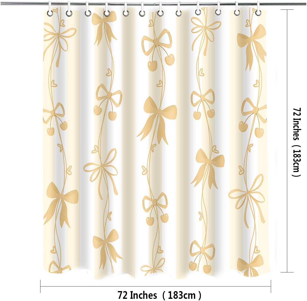 Cute Yellow Bow Shower Curtai Preppy Style Cartoon Pattern 72x72 Inches | Cute Bowknot Shower Curtain Beautiful Yellow Bow Shower Curtains Set,Modern Aesthetics Girl Bathroom Decor for Hotel Restroom