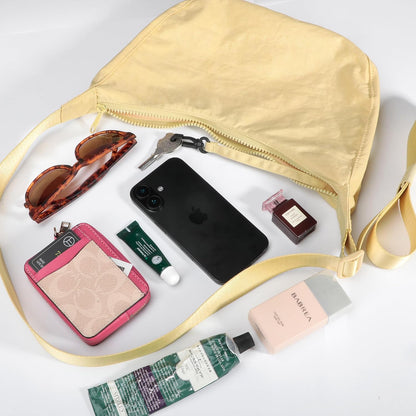 Medium Nylon Crossbody Crescent Bag: Slouchy Style Shoulder Casual with Adjustable Strap