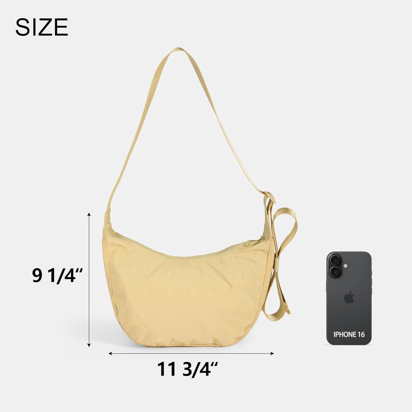 Medium Nylon Crossbody Crescent Bag: Slouchy Style Shoulder Casual with Adjustable Strap