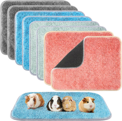 10 PCS Guinea Pig Liner Washable Rabbit Cage Liner 12x16 Inch Reusable Guinea Pig Bedding Mats for Small Animals Rabbit Hamster Chinchillas Rat Washable Bedding Pads in Gray Yellow Pink Brown and Blue