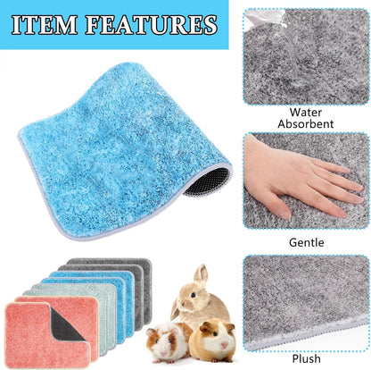 10 PCS Guinea Pig Liner Washable Rabbit Cage Liner 12x16 Inch Reusable Guinea Pig Bedding Mats for Small Animals Rabbit Hamster Chinchillas Rat Washable Bedding Pads in Gray Yellow Pink Brown and Blue