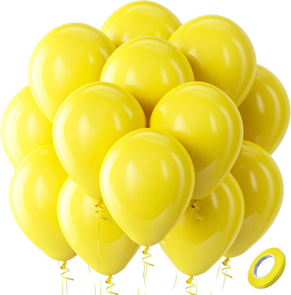 Yellow Latex Party Balloons 100 Pack 12 inch | Yellow Round Helium Balloons for Birthday Sunflower Party Decorations