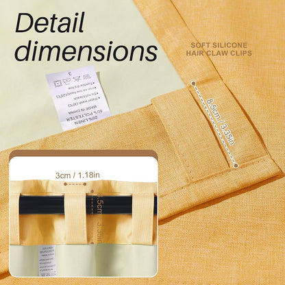 Etherealveil 100% Blackout Linen Curtains 52x96 inches-2 Panels, Mustard Yellow Rod Pocket & Back Tab Drapes Soundproof Thermal Insulated for Living Room Bedroom Patio Door 52" W x 96" L