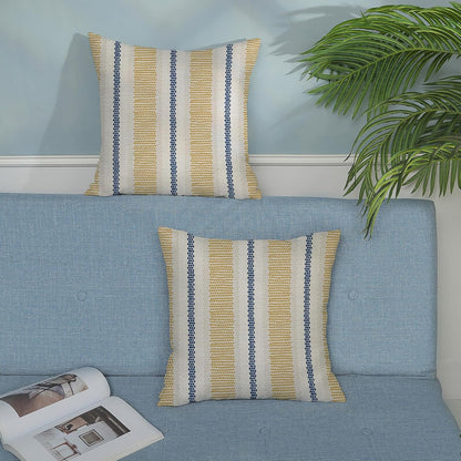 Boho Pillow Covers 18x18 Set of 2 Yellow Blue Abstract Polka Dot Stripe Throw Pillow Covers Outdoor Decor Modern Minimalism Decorative Pillowcase Farmhouse Lumbar Cushion Case for Home Couch